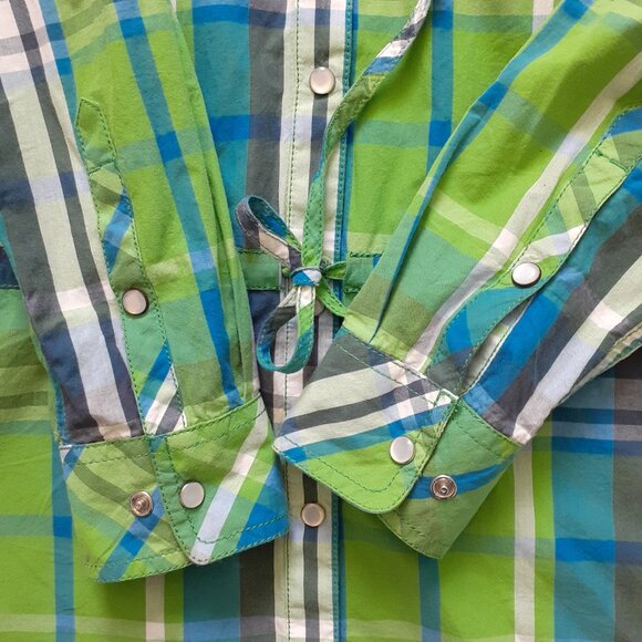 Puma Plaid Shirt Dress w/Roll Tab Sleeves Green Size S - Picture 9 of 14